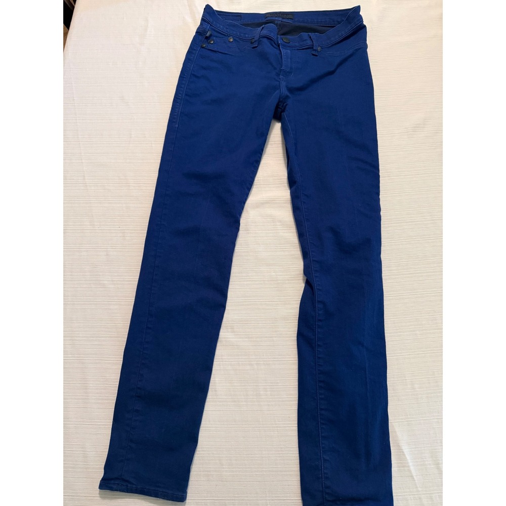 Rock & Republic Kashmere Skinny Jeans Cobalt Blue Studded Back Pocket Size 12M